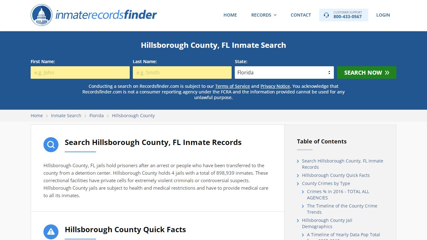 Hillsborough County, FL Inmate Lookup & Jail Records Online - RecordsFinder